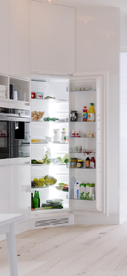 wnętrze - lodówka narożna Norcool Corner Fridge
